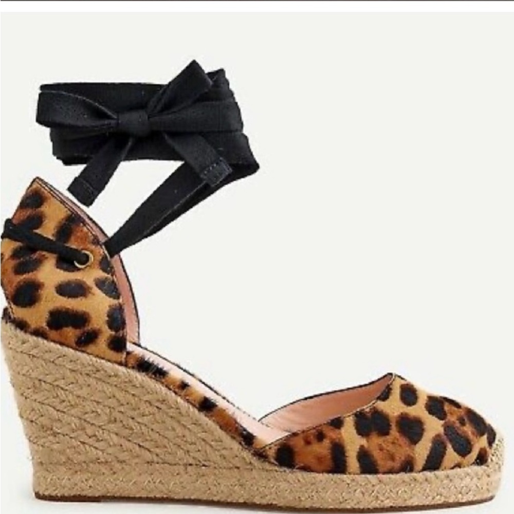 J. CREW Calfskin Espadrilles in leopard print.